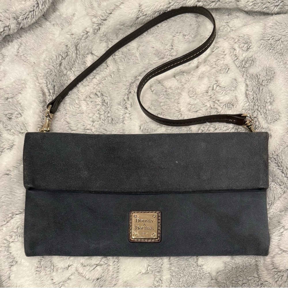 Dooney and Bourke Blue Suede Clutch Shoulder Bag